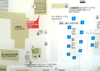 バスのりば・6番に向かいます(案内図①)